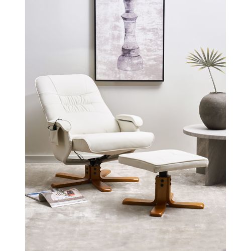 Fauteuil Massant Cuir Pu Crème Relaxpro