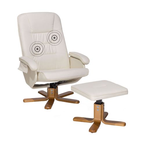 Fauteuil Massant Cuir Pu Crème Relaxpro