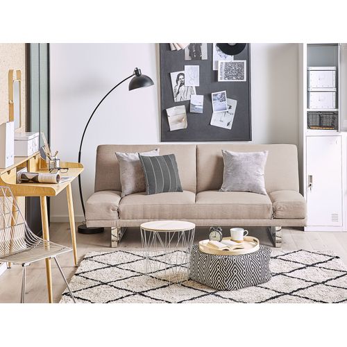 Canapé Convertible 2 Places En Tissu Beige York