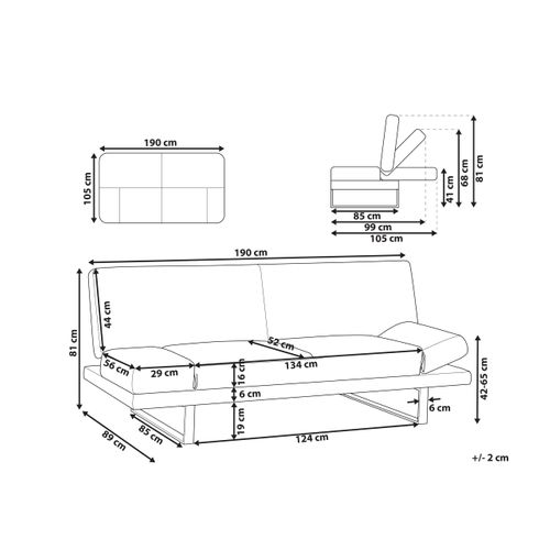 Canapé Convertible 2 Places En Tissu Beige York