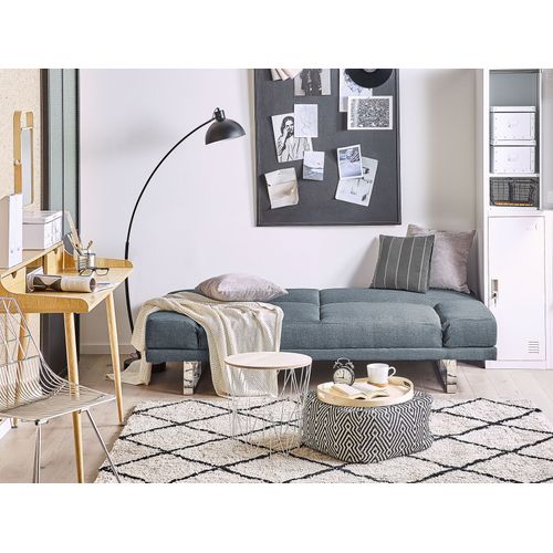 Canapé Convertible 2 Places En Tissu Bleu Gris York