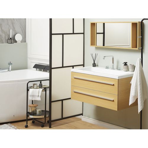 Meuble Vasque à Tiroirs Beige Avec Miroir Almeria