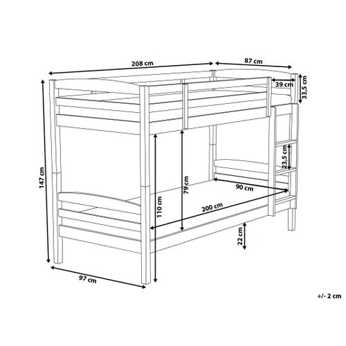 Lit Superposé En Bois Blanc 90x200 Cm Regat