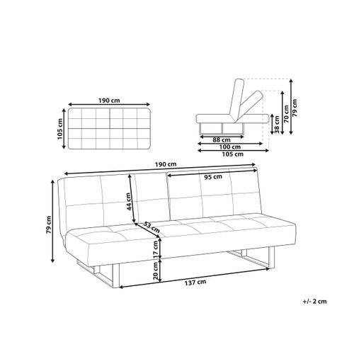 Canapé Convertible 3 Places En Tissu Bleu Dublin
