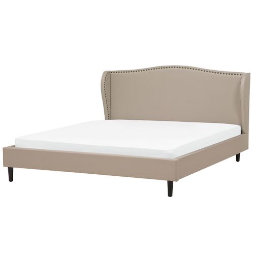 Lit Avec Sommier Tissu Colmar 180 X 200 Cm Beige Sable