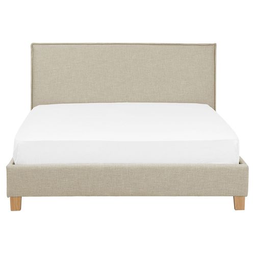 Lit Double En Tissu Beige 160 X 200 Cm Sennez