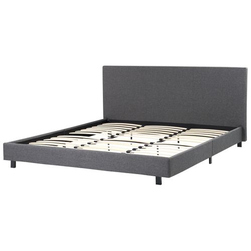 Lit Avec Sommier Tissu Albi 180 X 200 Cm Gris