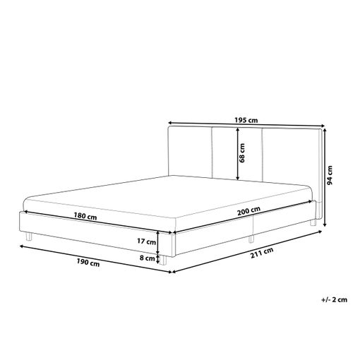 Lit Avec Sommier Tissu Albi 180 X 200 Cm Gris