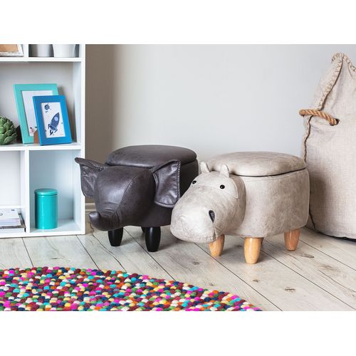 Tabouret Enfant En Cuir Pu Gris Clair Hippo