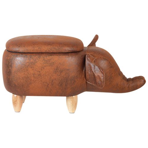Tabouret Enfant En Cuir Pu Marron Foncé Elephant
