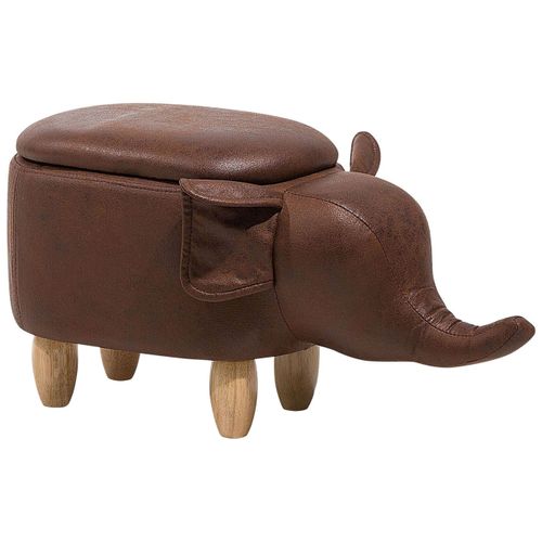 Tabouret Enfant En Cuir Pu Marron Foncé Elephant