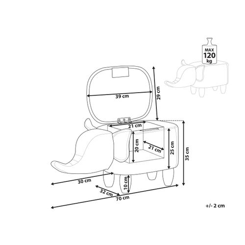 Tabouret Enfant En Cuir Pu Marron Foncé Elephant