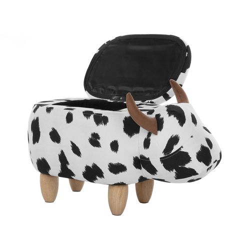 Tabouret Enfant En Tissu Noir Et Blanc Cow