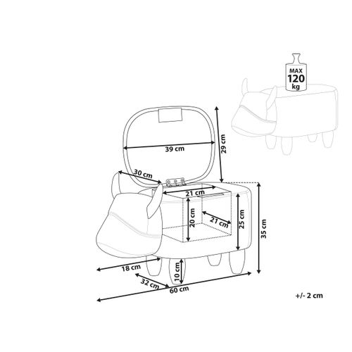 Tabouret Enfant En Tissu Noir Et Blanc Cow