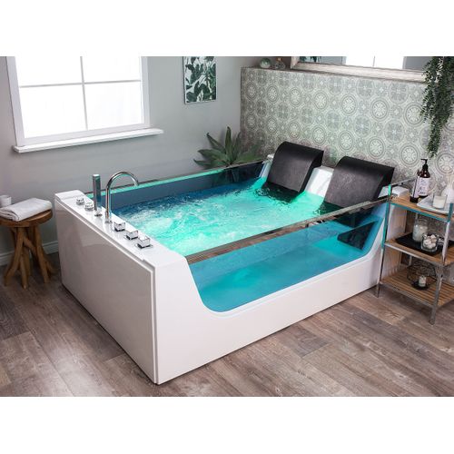 Baignoire Balnéo Blanche 180 X 120 Cm Avec LED Curacao