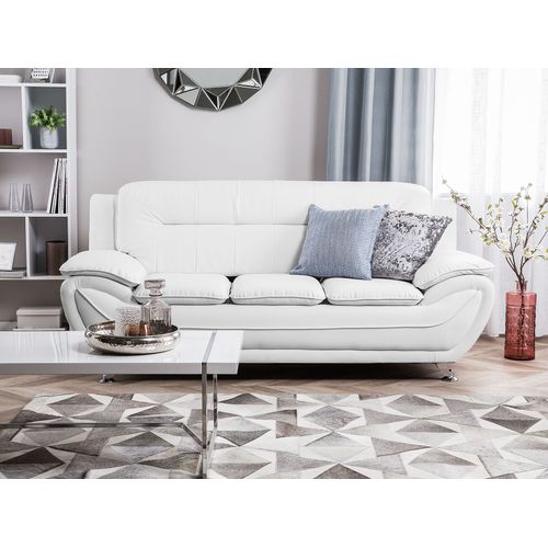 Canapé 3 Places En Cuir Pu Blanc Leira