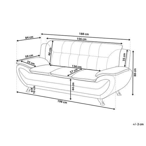 Canapé 3 Places En Cuir Pu Blanc Leira