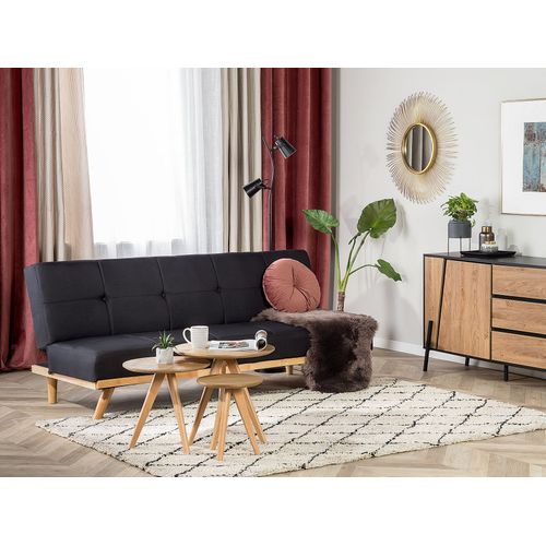 Canapé Convertible 3 Places En Tissu Noir Froya