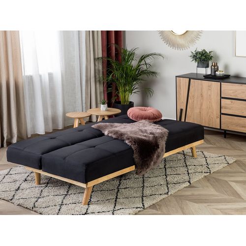 Canapé Convertible 3 Places En Tissu Noir Froya