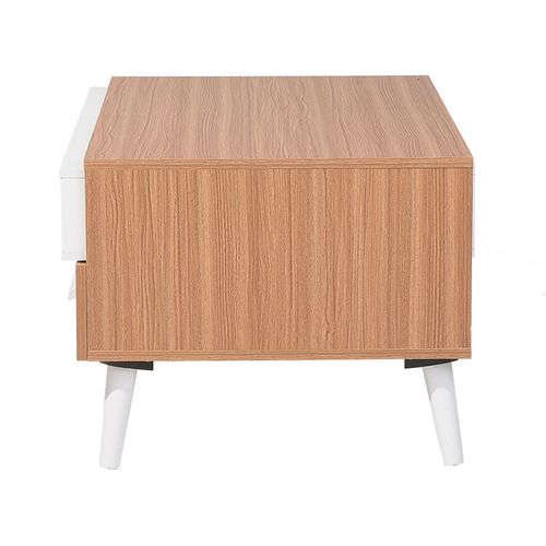 Table Basse Alloa Marron Clair/blanc Avec Rangement