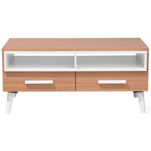 Table Basse Alloa Marron Clair/blanc Avec Rangement