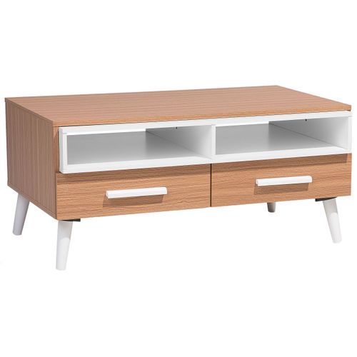 Table Basse Alloa Marron Clair/blanc Avec Rangement