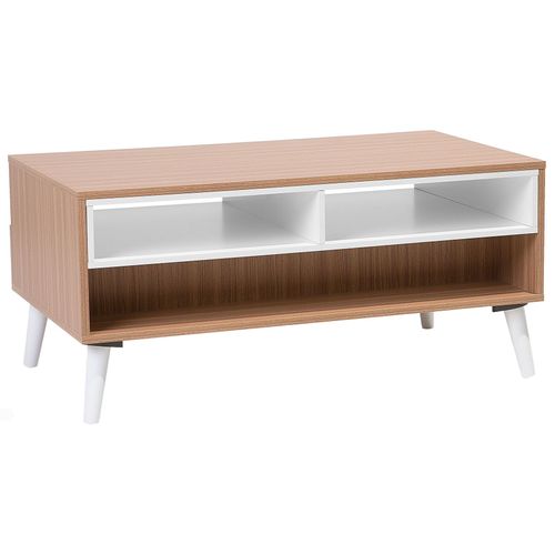 Table Basse Alloa Marron Clair/blanc Avec Rangement