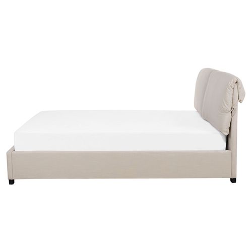 Lit Avec Sommier Tissu Belfort 160 X 200 Cm Beige Clair