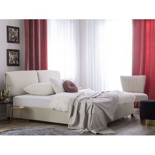 Lit Avec Sommier Tissu Belfort 160 X 200 Cm Beige Clair