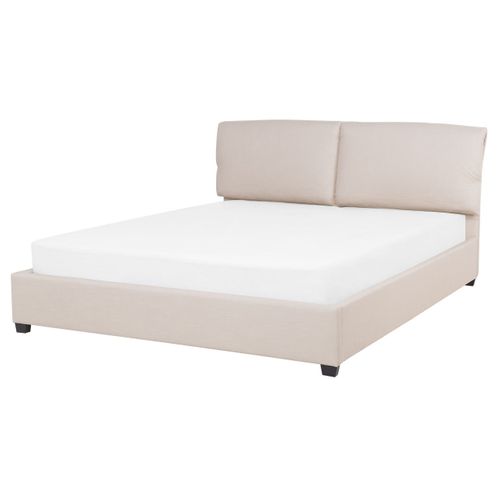 Lit Avec Sommier Tissu Belfort 160 X 200 Cm Beige Clair