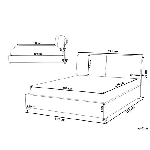Lit Avec Sommier Tissu Belfort 160 X 200 Cm Beige Clair