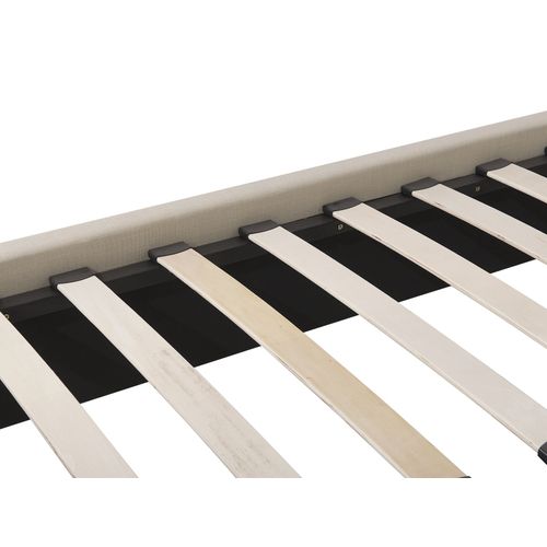 Lit Avec Sommier Tissu Belfort 160 X 200 Cm Beige Clair