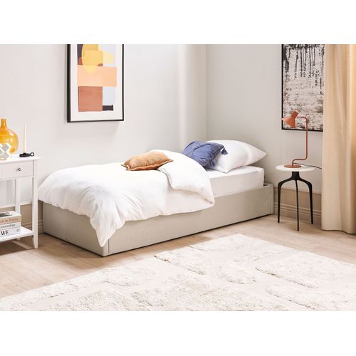 Lit Avec Coffre En Tissu Beige 90x200 Dinan