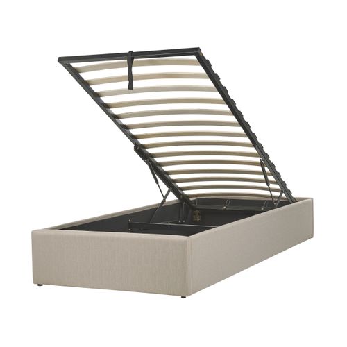 Lit Avec Coffre En Tissu Beige 90x200 Dinan