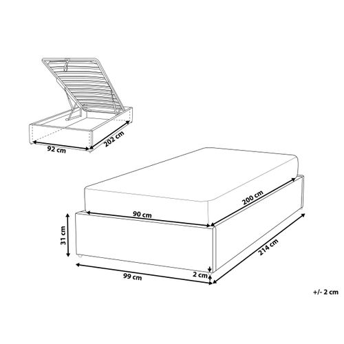 Lit Avec Coffre En Tissu Beige 90x200 Dinan