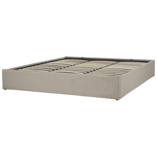 Lit Ottoman Sans Tête De Lit Tissu Dinan 180 X 200 Cm Marron Clair