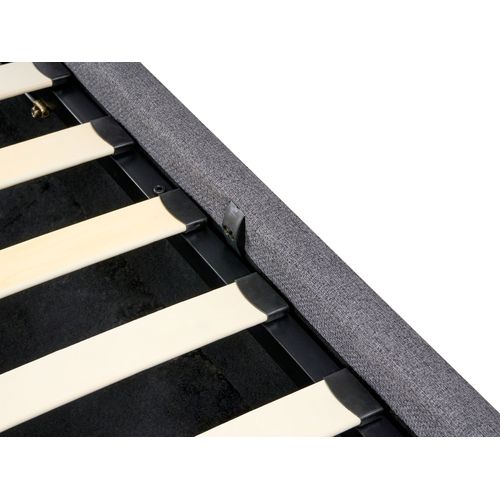 Lit Ottoman Sans Tête De Lit Tissu Dinan 180 X 200 Cm Gris Foncé