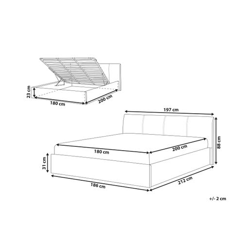 Lit Ottoman Tissu Orbey 180 X 200 Cm Beige Clair
