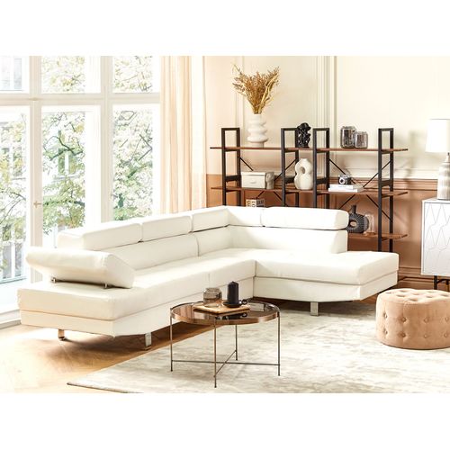 Canapé Angle à Gauche 5 Places En Cuir Pu Blanc Norrea