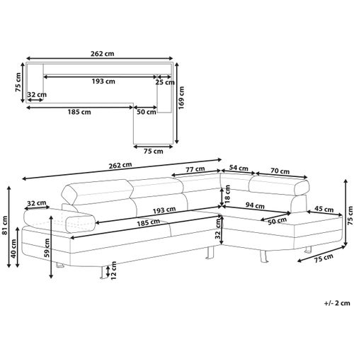 Canapé Angle à Gauche 5 Places En Cuir Pu Blanc Norrea