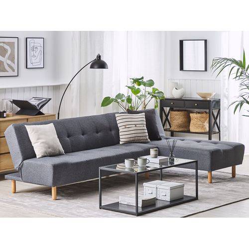 Canapé Angle à Gauche Convertible En Tissu Gris Foncé 4 Places Alsten