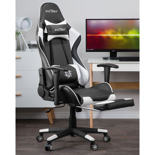 Siège De Gaming Cuir Pu Blanc Victory