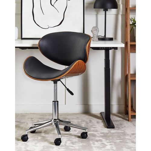 Chaise De Bureau Cuir Pu Noir Rotterdam