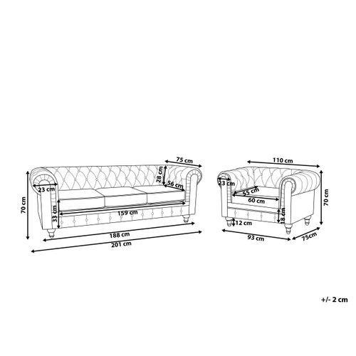 Ensemble De Salon 4 Places Chesterfield Velours Vert Émeraude