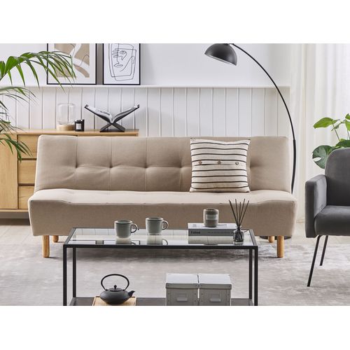 Canapé Convertible 3 Places En Tissu Beige Alsten
