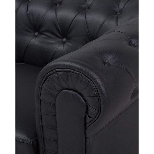 Fauteuil Cuir Pu Noir Chesterfield