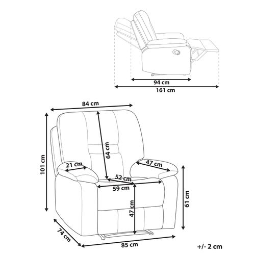 Fauteuil Inclinable En Tissu Beige Taupe Bergen