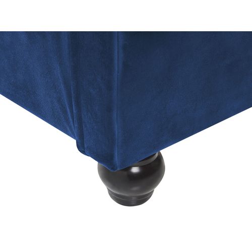 Lit Avec Sommier Velours Avallon 160 X 200 Cm Bleu Marine