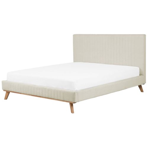 Lit Avec Sommier Tissu Chenille Talence 180 X 200 Cm Beige Clair