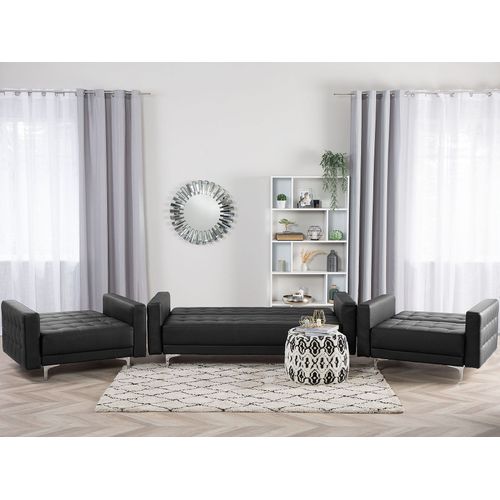 Ensemble Canapé Et Fauteuils En Cuir Pu Noir 5 Places Aberdeen